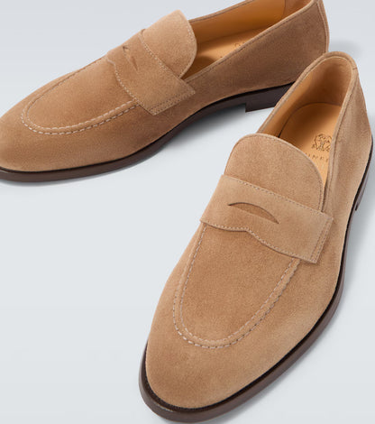 Beige suede loafers