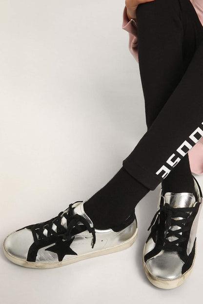 Pelle argentata con inserti in suede