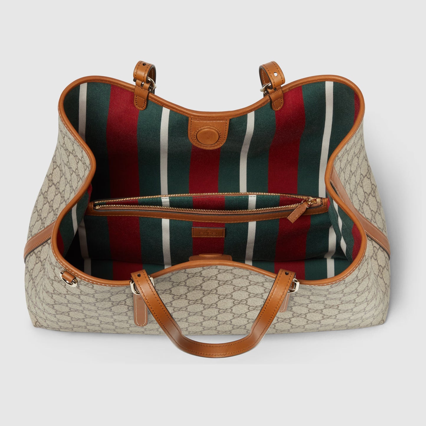 GG Large Tote Bag in Beige and Dark Brown