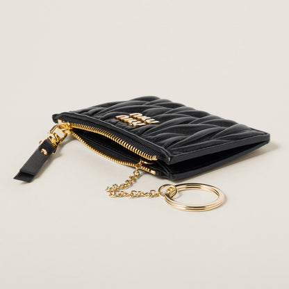 Quilted nappa leather card holder in black