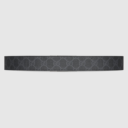 Men's gray rectangular buckle GG belt