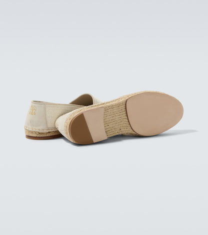 Canvas espadrilles with white suede trims