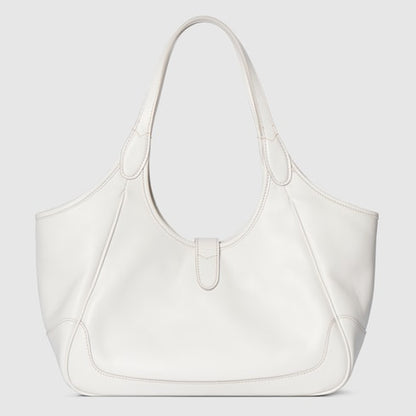 Small white leather Market shopping bag