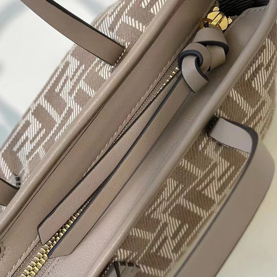 Borsa tote FF jacquard Mini Roll beige