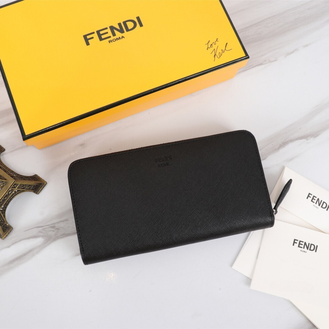 Portafoglio continentale in pelle con motivo mostruoso Nero/ Giallo