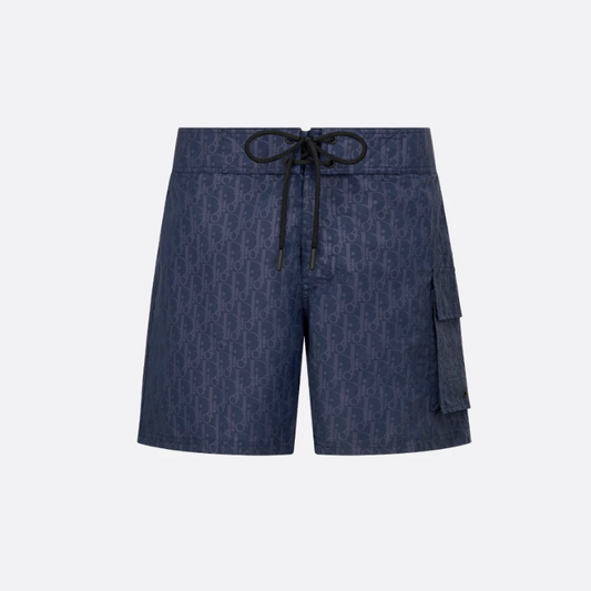 Costume da bagno oblique in tessuto tecnico oblique blu navy