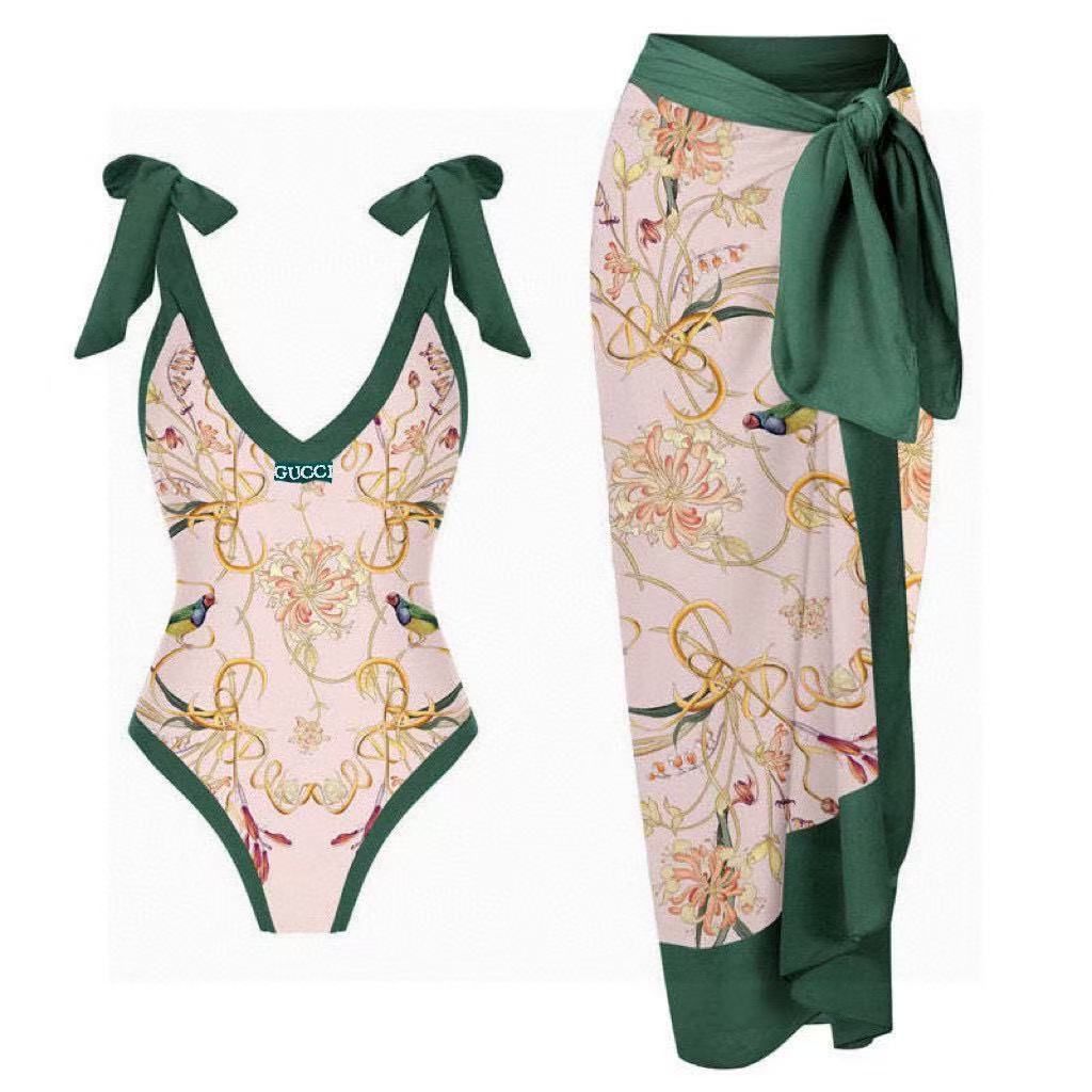 Costume Intero e Sarong Stampa Botanica