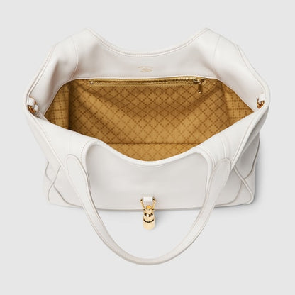 Small white leather Market shopping bag