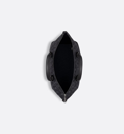 Weekender 25 Nero Jacquard Oblique e pelle di vitello martellata nera