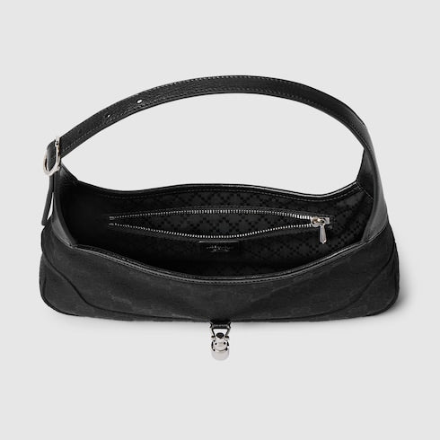 Jackie Slim shoulder bag in black leather, medium size