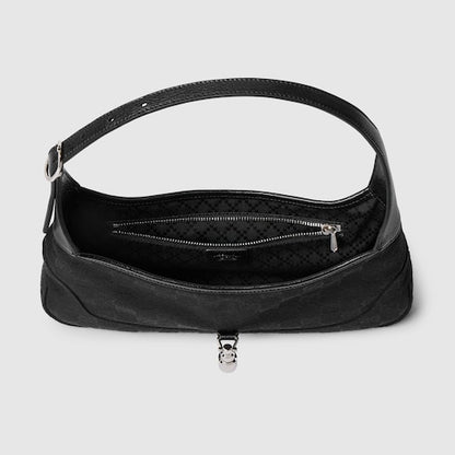 Jackie Slim shoulder bag in black leather, medium size