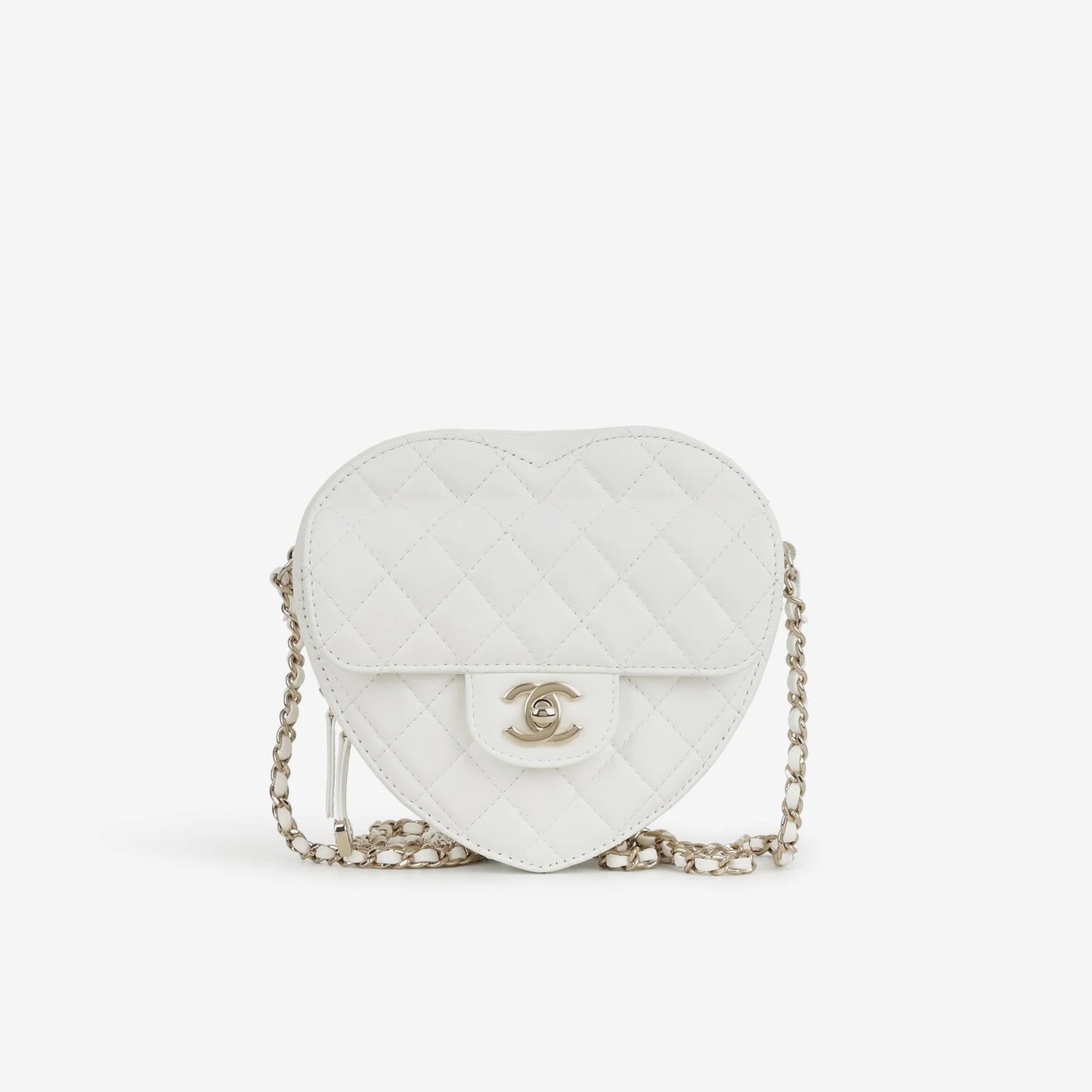 Borsa Heart grande - Pelle di agnello bianca