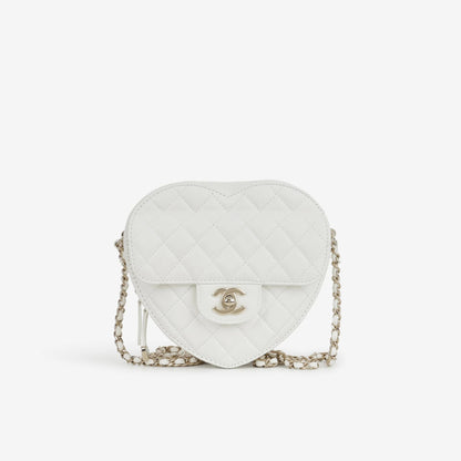 Borsa Heart grande - Pelle di agnello bianca