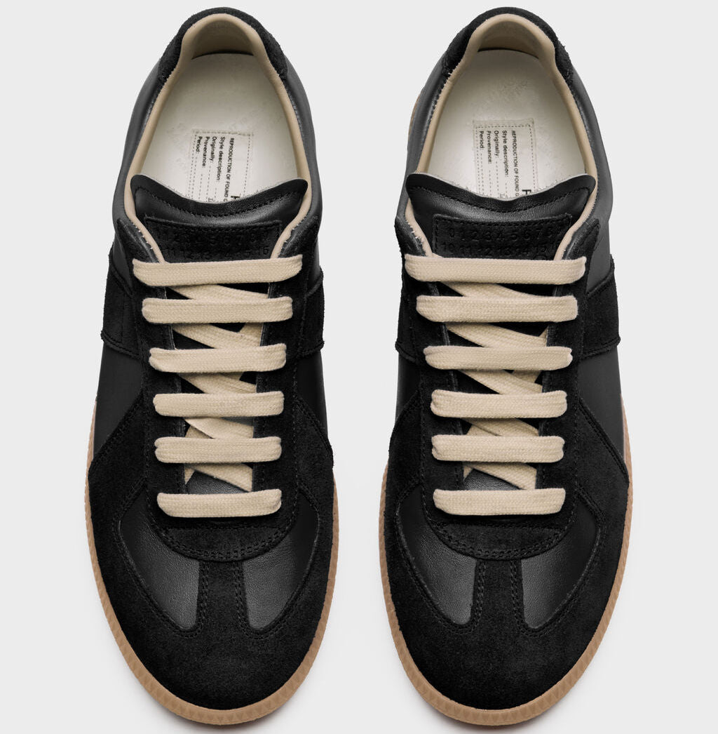 Replica Sneakers in nappa e suède con suola color miele