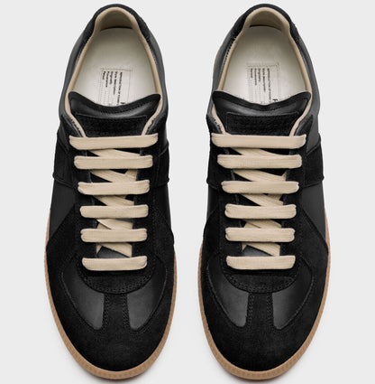 Replica Sneakers in nappa e suède con suola color miele