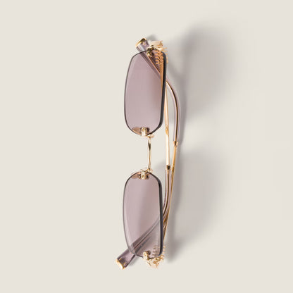 Rectangular frameless mauve sunglasses
