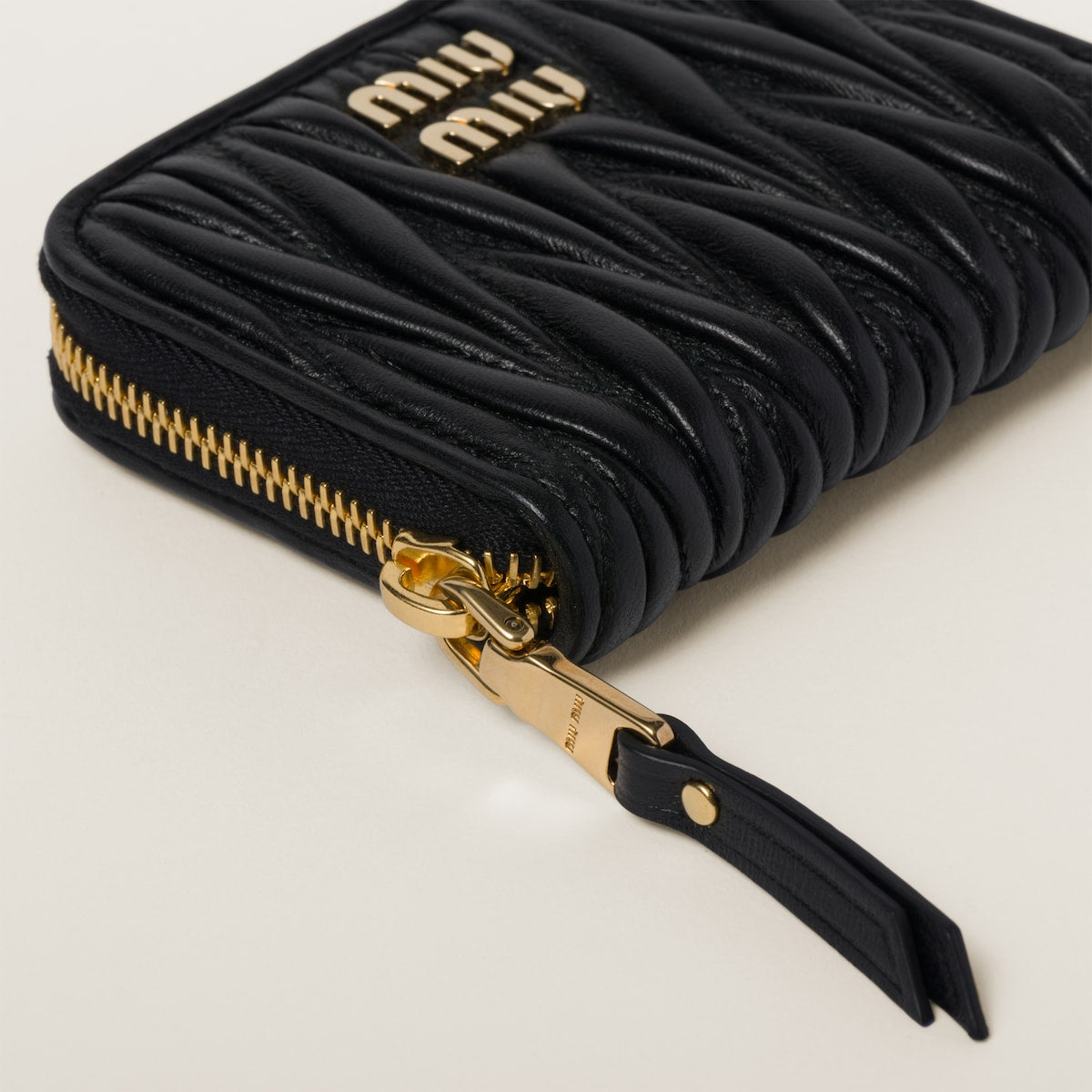 Black matelassé nappa leather coin purse