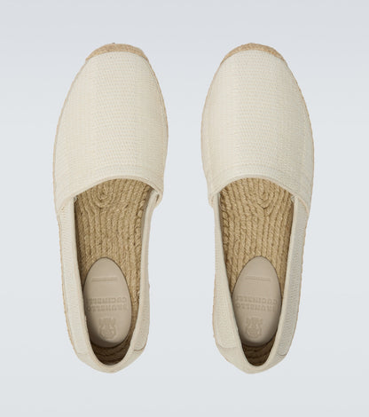 Canvas espadrilles with white suede trims
