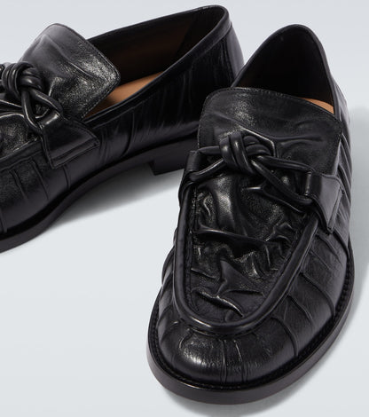 Astaire Knot loafers in black nappa leather with black buckle