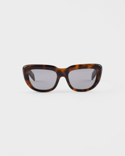 Tortoiseshell acetate rectangular sunglasses with Grey lenses