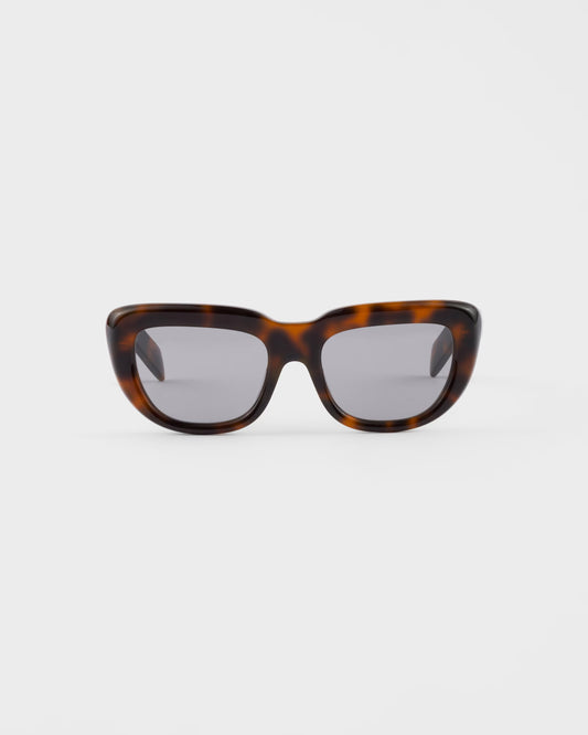 Occhiali da sole rettangolare in acetato tartaruga con lenti Grigio