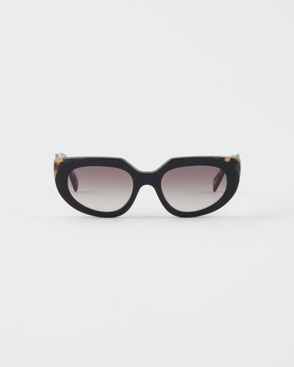 Oval sunglasses with logo and anthracite lenses