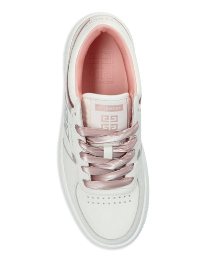 Sneaker con logo stampato bianco/oro rosa