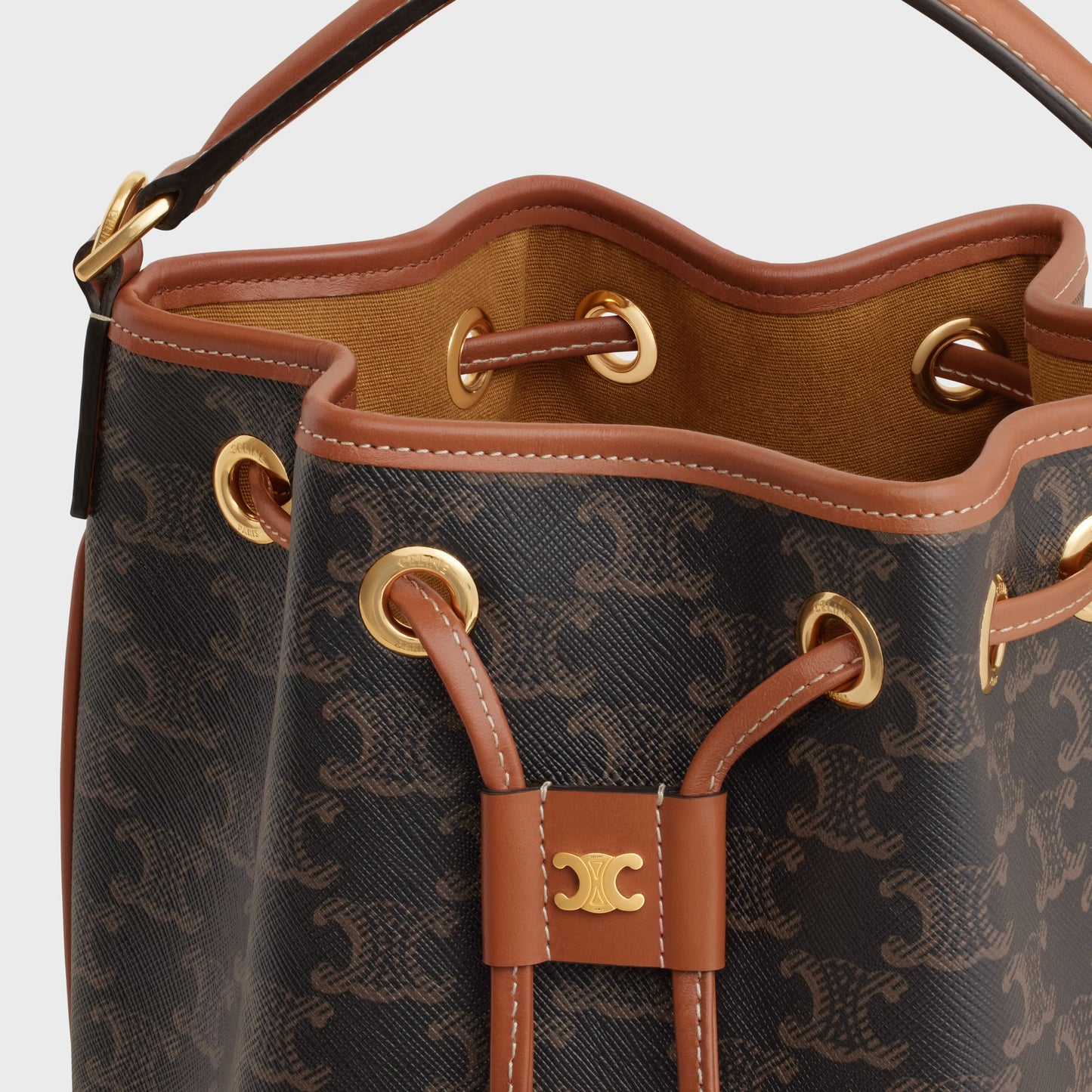 BORSA CLARA IN TELA TRIOMPHE E PELLE DI VITELLO CUOIO
