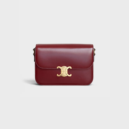 Borsa Triomphe Classique in pelle di vitello lucida BORDEAUX CHIAR