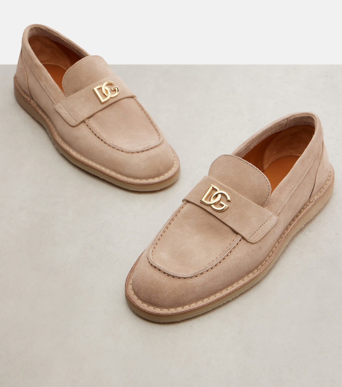 Beige suede DG loafers