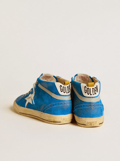 Suede con stella in pelle laminata e talloncino in pelle