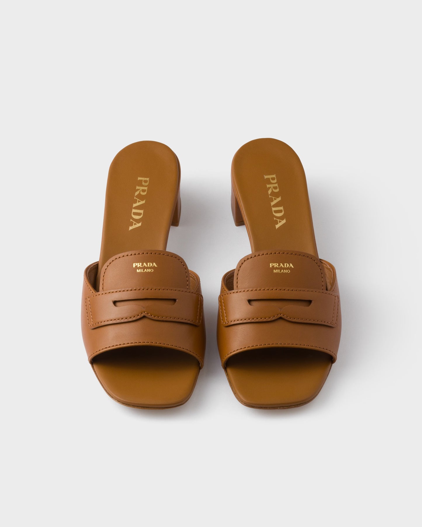 Low heel leather slider sandals