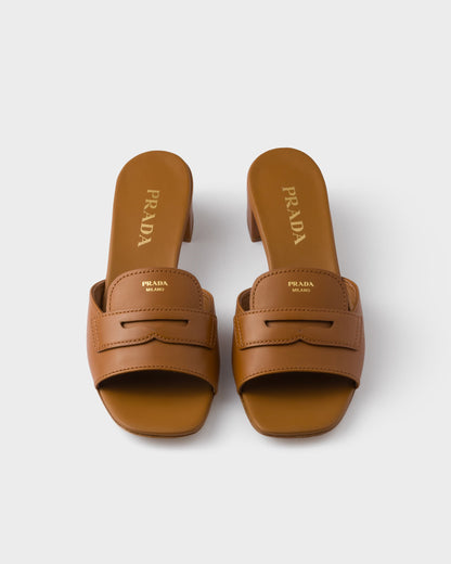 Low heel leather slider sandals