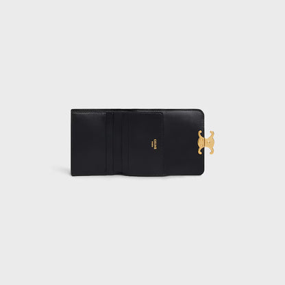 TRIOMPHE COMPACT WALLET IN SHINY CALFSKIN WITH COIN POCKET