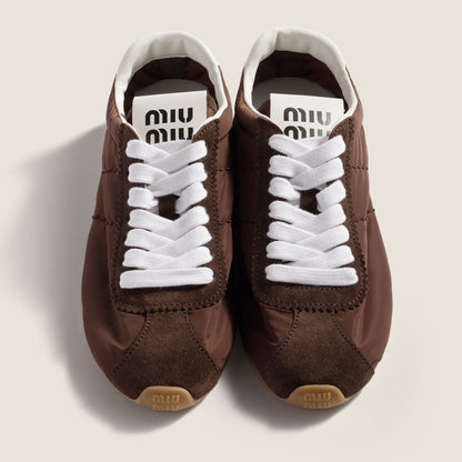 Plume sneakers in technical fabric and burnt suede