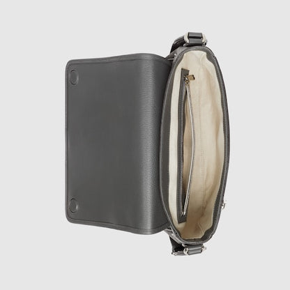 Borsa a tracolla Ophidia misura media in morbido GG Supreme grigio e nero