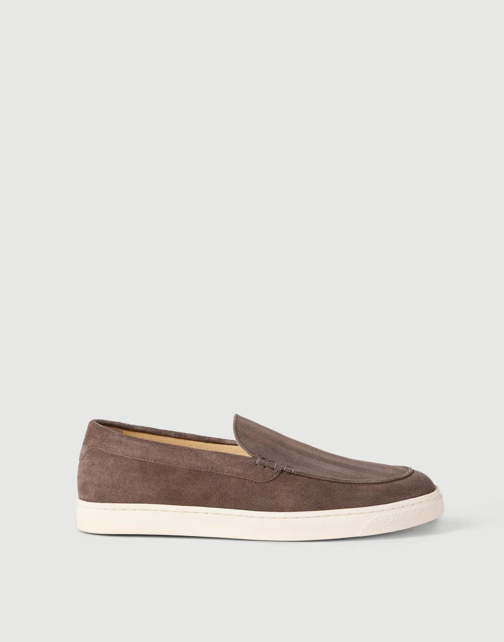 Brown chevron suede loafers