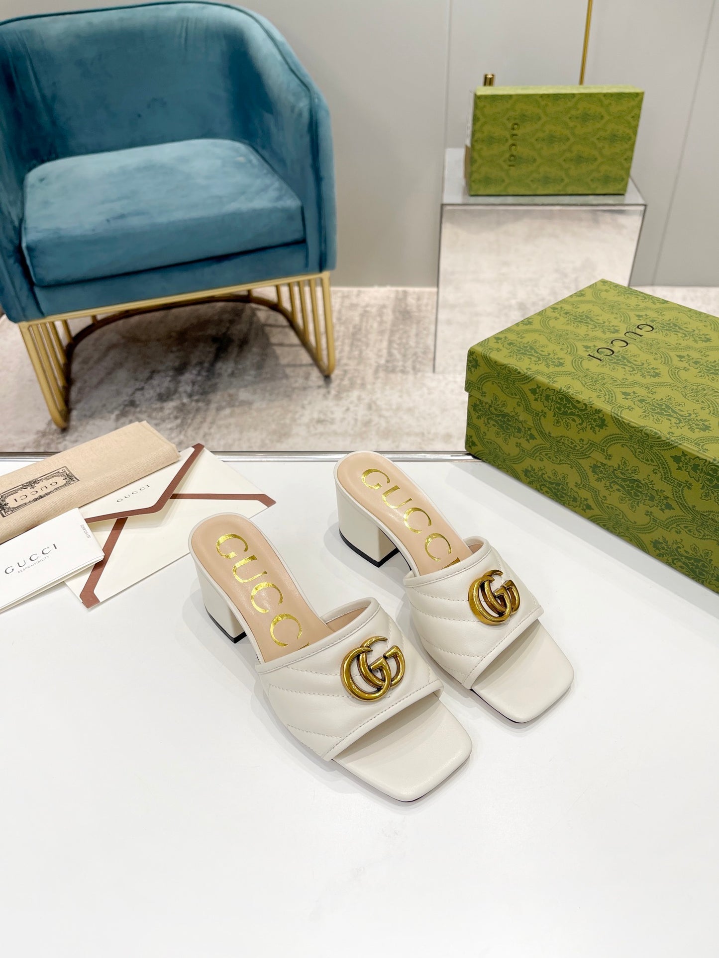 Sandali Slide Doppia G Bianco