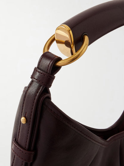 Borsa a tracolla in pelle a pannelli Mombasa bordeaux