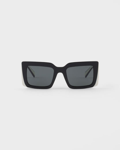 Oversize-Rechtecksonnenbrille mit schwarzem Logo