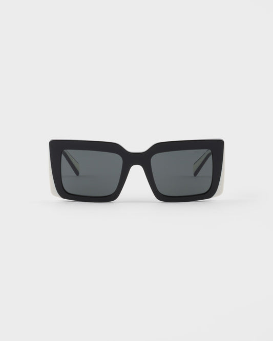 Occhiali da sole rettangolare oversize con logo nero