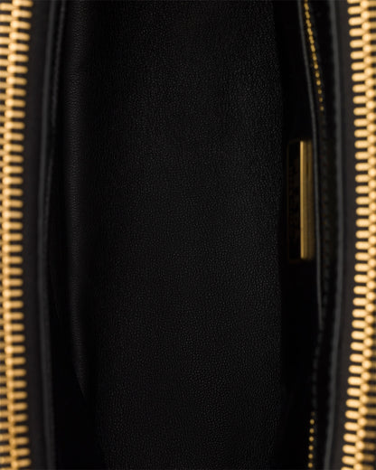 Mini Galleria bag in black patent Saffiano leather