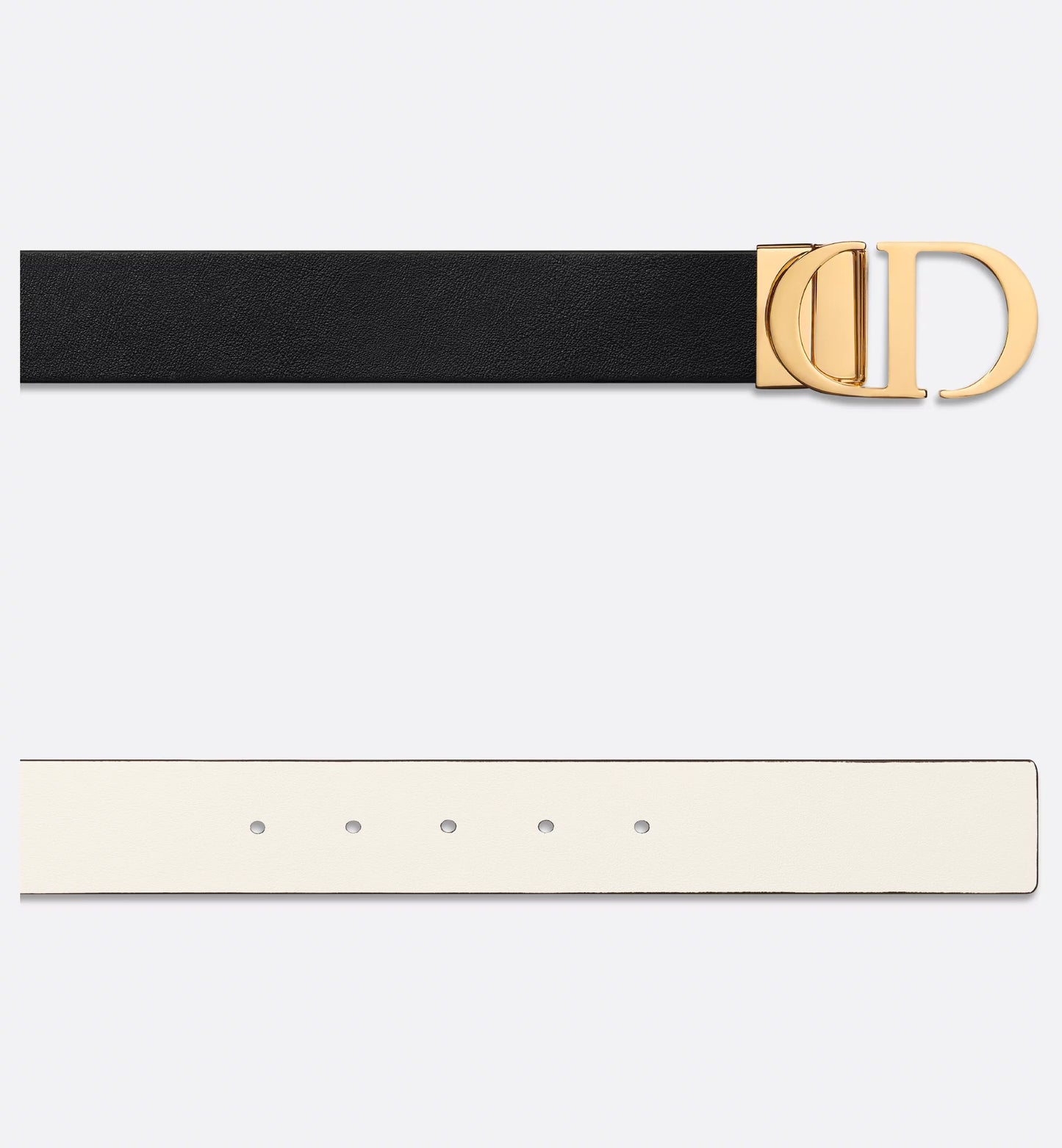 30 Montaigne Reversible Belt in Black and Milk Smooth Calfskin 35 mm Women