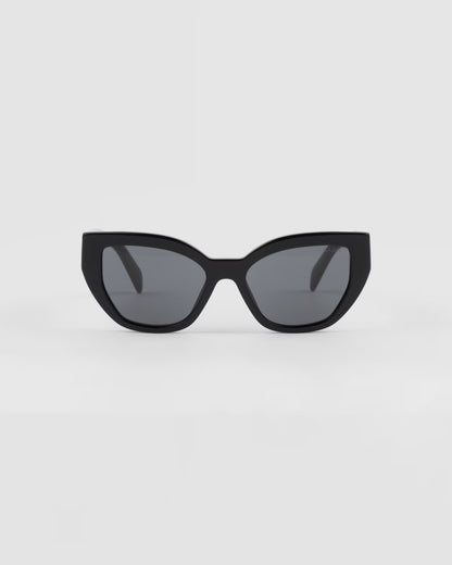 Black cat-eye sunglasses with logo