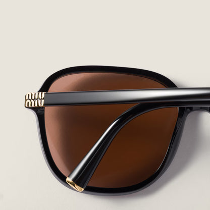 Miu Regard Sunglasses Wide Square Chocolate Lenses