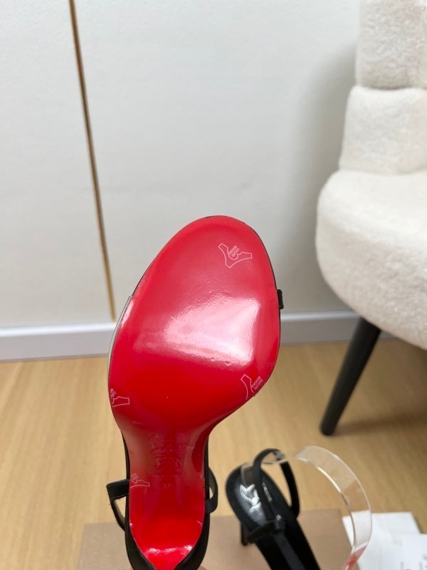 Loubigirl chain 100 sandali in pelle impreziositi nero