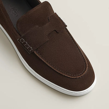 Brown suede loafer