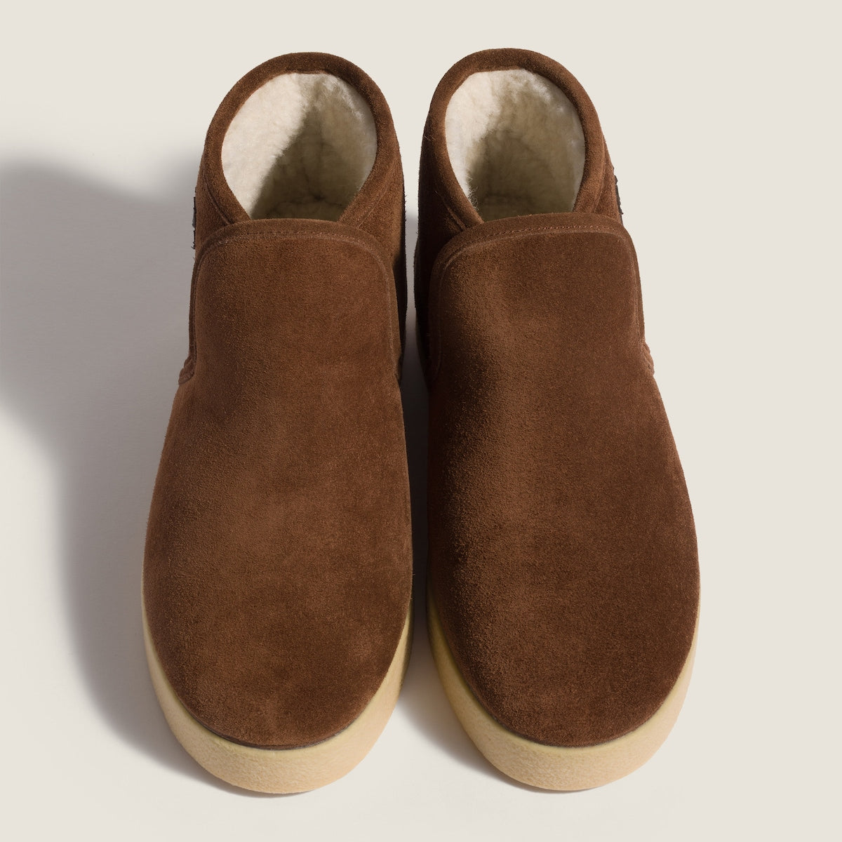 Cocoa suede and sheepskin ankle boots