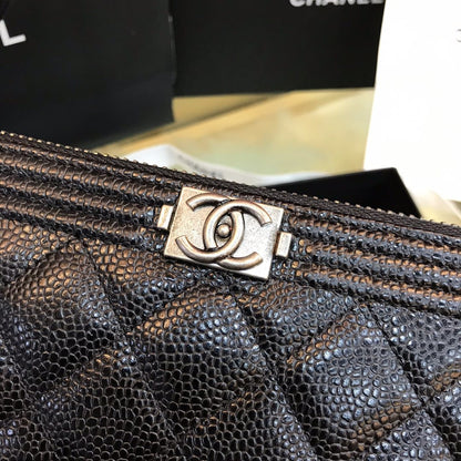Black lambskin Boy long wallet