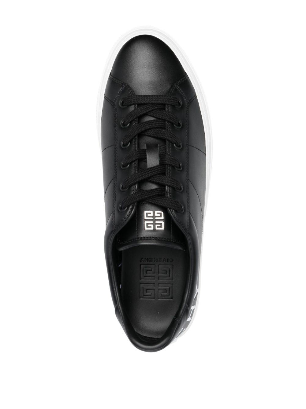 Ledersneaker mit schwarzem Logodruck